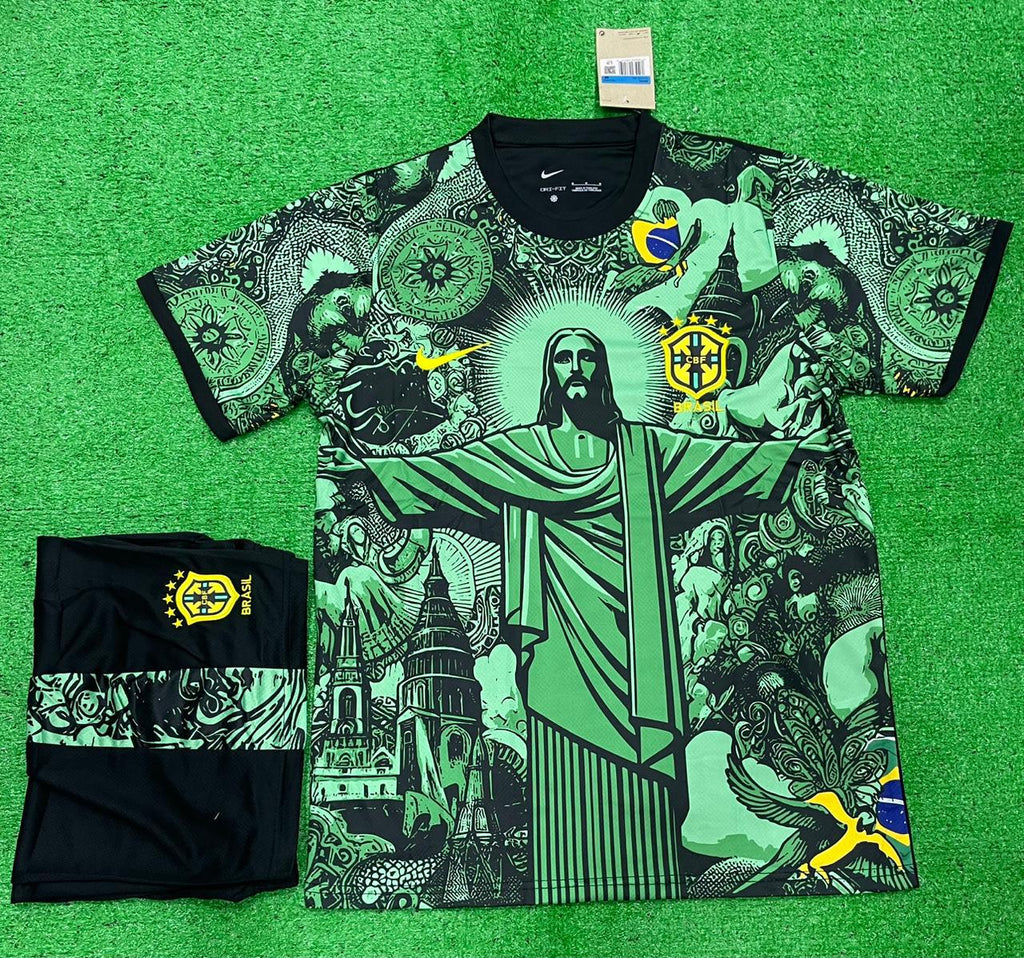 Brazil Christ the Redeemer special edition green football jersey