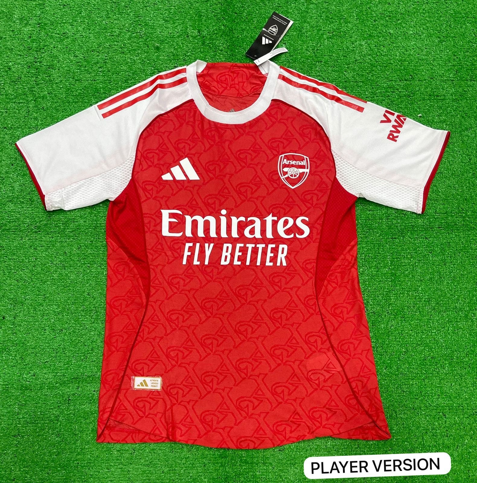 Adidas Arsenal 25/26 Home Player Version jersey in red with white sleeves